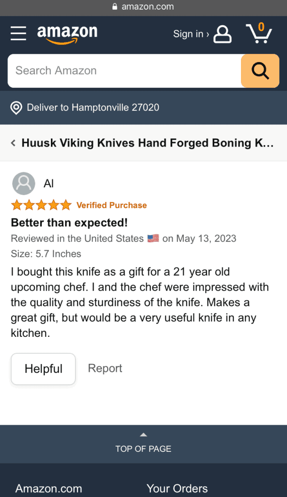 Huusk Knives Reviews on Amazon