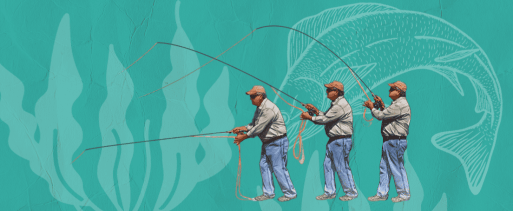man casting fishing rod